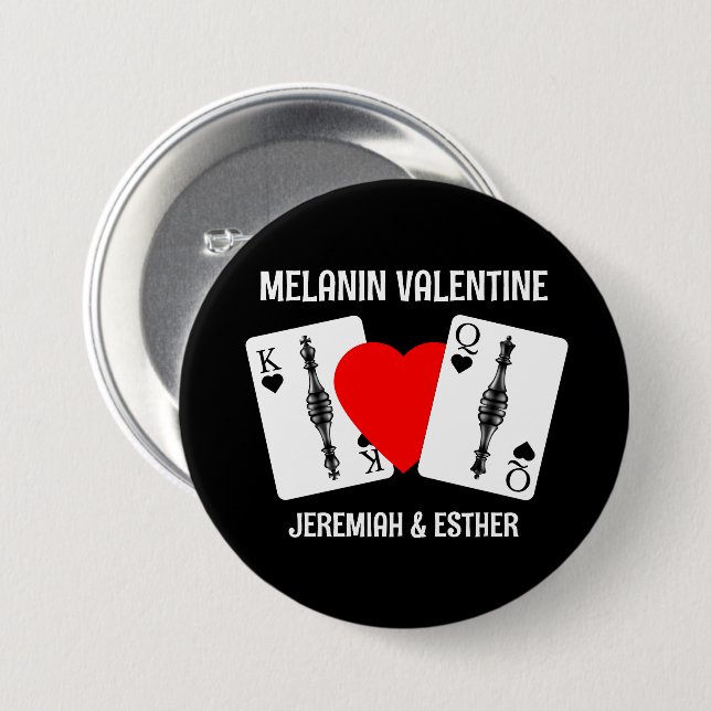 Valentine MELANIN QUEEN KING PLAYING CARDS Couples Button (Front & Back)
