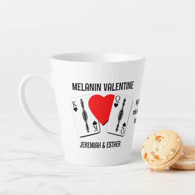 Valentine MELANIN QUEEN KING PLAYING CARDS Couples Latte Mug (In Situ)