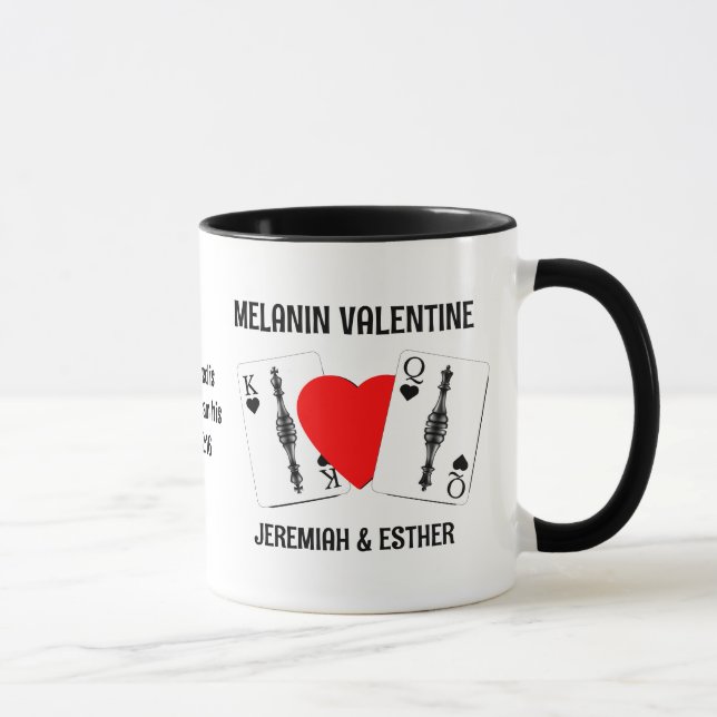 Valentine MELANIN QUEEN KING PLAYING CARDS Couples Mug (Right)
