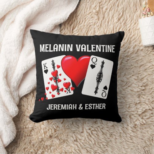 Valentine MELANIN QUEEN KING PLAYING CARDS Couples Throw Pillow