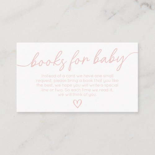 Valentine Minimalist Heart Books for Baby Enclosure Card