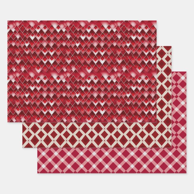 Valentine Modern Argyle Pattern Set No2 Wrapping Paper Sheets (Set)