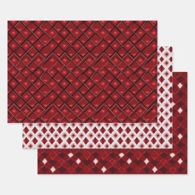 Valentine Modern Argyle Pattern Set No5 Wrapping Paper Sheets (Set)
