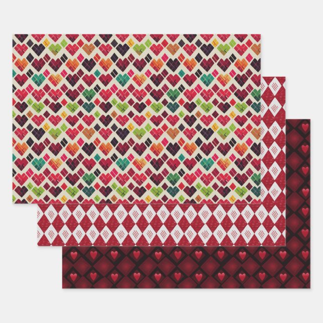 Valentine Modern Argyle Pattern Set No6 Wrapping Paper Sheets (Set)