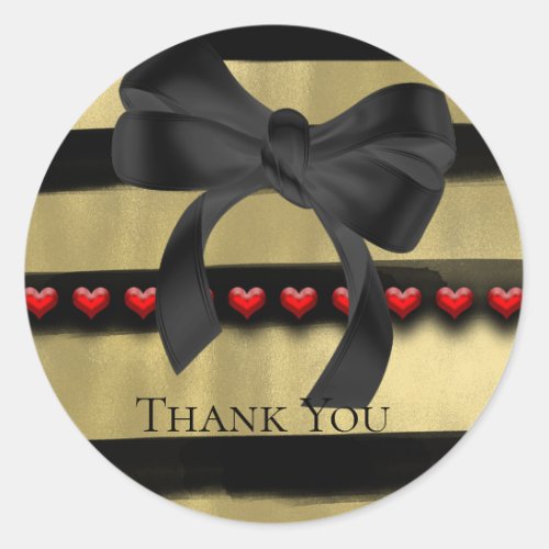 Valentine Modern Black Bow Gold Paint Party Favor Classic Round Sticker