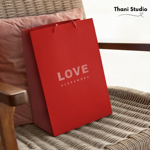 Valentine Modern Red Simple Elegant Typography  Medium Gift Bag