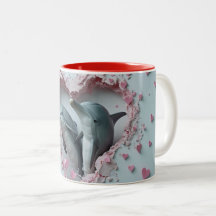 Valentine Mom & Baby Dolphins 3D Mug Wrap