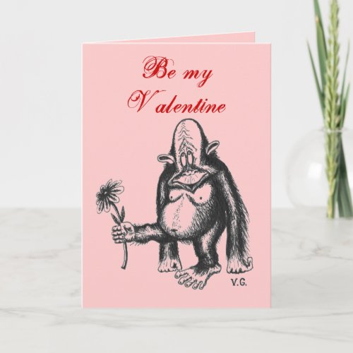 Valentine monkey cute card design