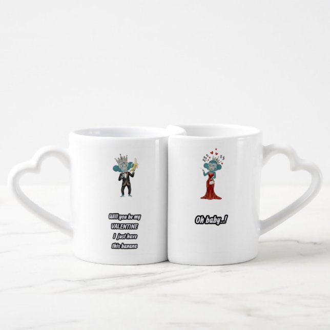 valentine monkey love illustration coffee mug set (Front Nesting)