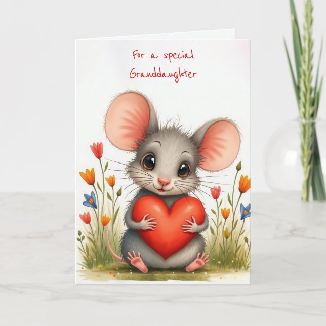 Valentine Mouse for Granddaughter Card (Front)