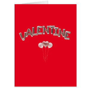 Valentine Mylar Text with Helium Balloons Custom Card