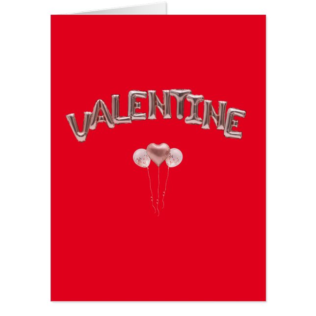 Valentine Mylar Text with Helium Balloons Custom  Card (Front)