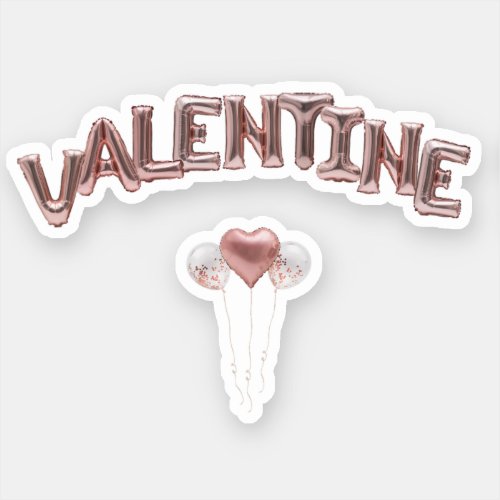 Valentine Mylar Text with Helium Balloons  Sticker