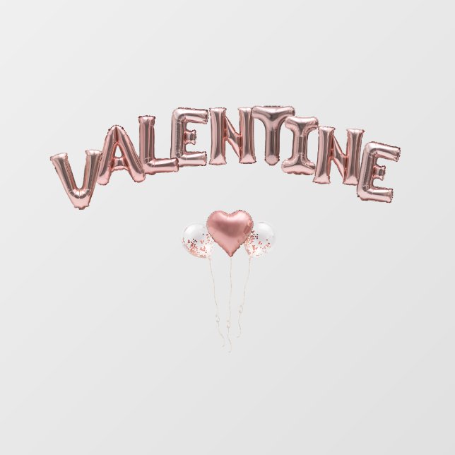 Valentine Mylar Text with Helium Balloons  Window Cling (Sheet)