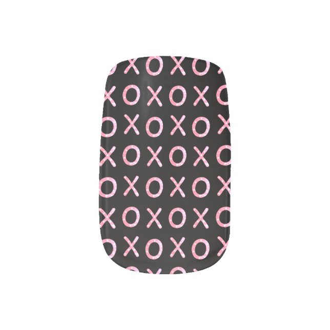 Valentine Nails Black and Pink Minx Nail Art (Left Thumb)