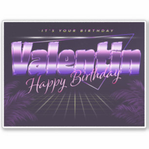 Valentine Name First Name Retro Sticker Birthday