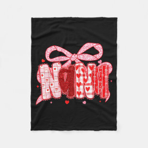 Valentine Nana Coquette Pink Bow Floral Mom Women  Fleece Blanket