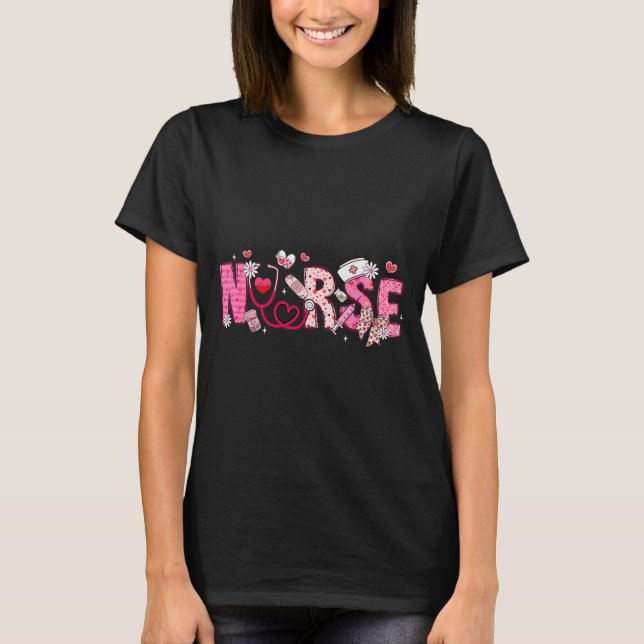 Valentine Nicu Icu Er Rn Nurse Scrub Top Women Gir (Front)
