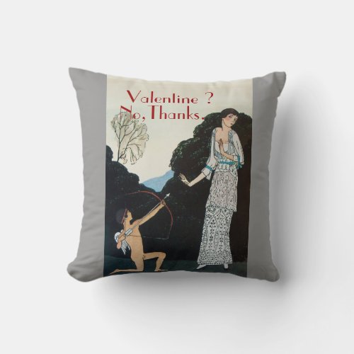 VALENTINE  NOTHANKS RETRO ANTI VALENTINES DAY THROW PILLOW