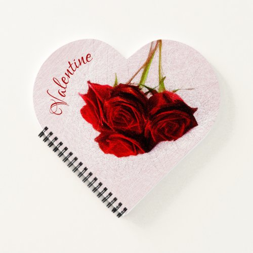 Valentine notebook with deep red roses