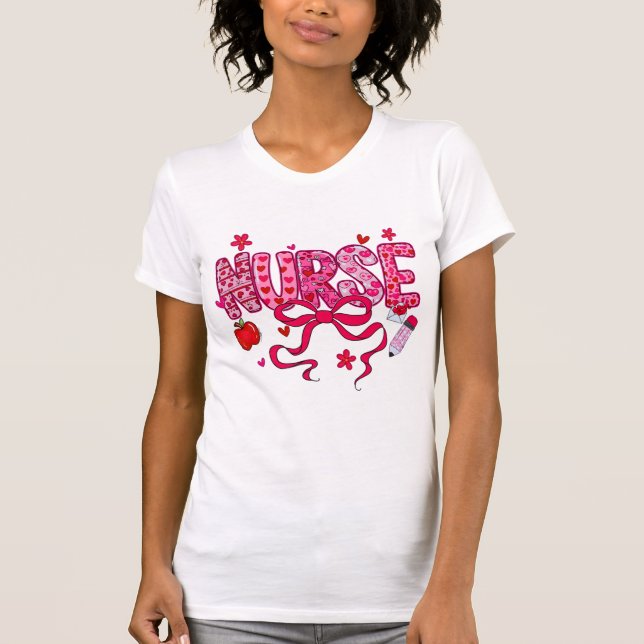 Valentine Nurse PNG Sublimation Design T-Shirt (Front)