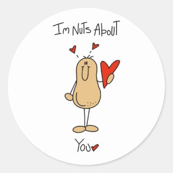 Valentine Nuts About You Classic Round Sticker by valentines_store at Zazzle
