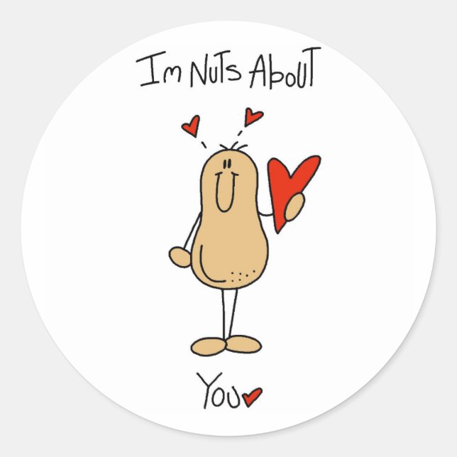 Valentine Nuts About You Classic Round Sticker (Front)