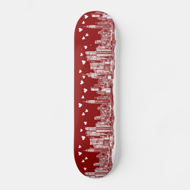 valentine NYC skyline Skateboard Deck (Front)