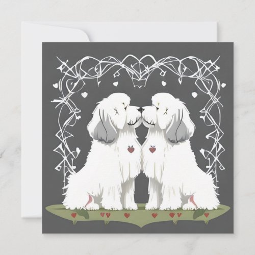 Valentine Old English Sheepdog Sweethearts Love Holiday Card