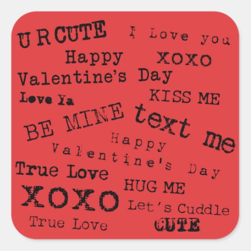 Valentine Old Typewriter Modern Vintage Cute Square Sticker