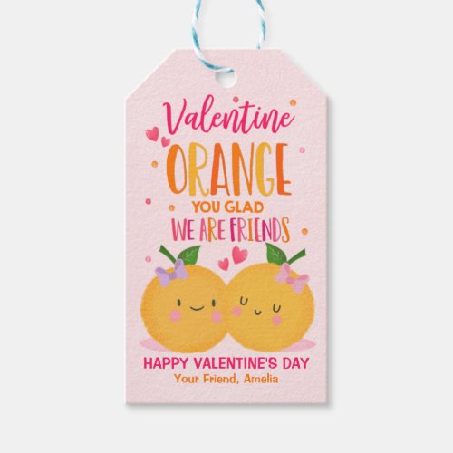 Valentine Orange You Glad We Are Friends Classroom Gift Tags