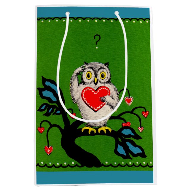 Valentine owl print medium gift bag (Front)