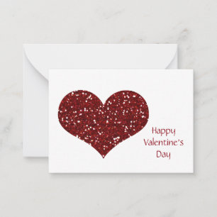 Valentine Pack Simple Red Sparkle Heart Note Card
