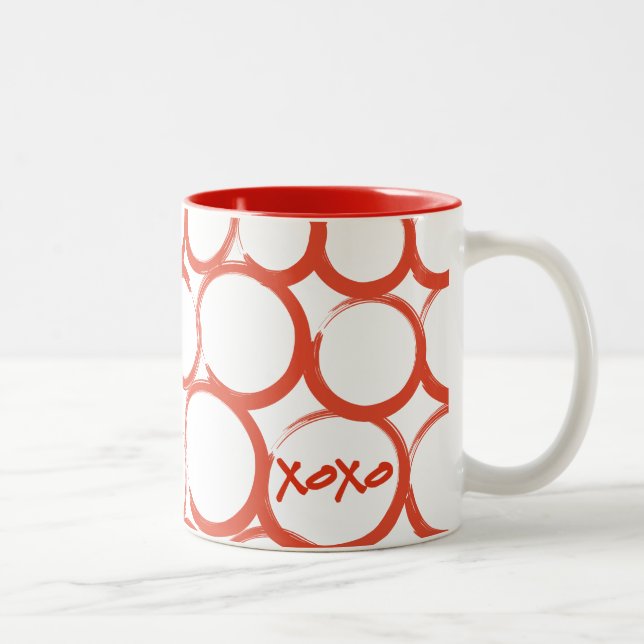 Valentine Painted XOXO Two-Tone Coffee Mug (Right)