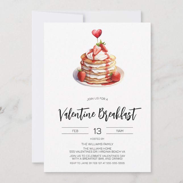 Valentine Pancake Breakfast Invitation (Front)