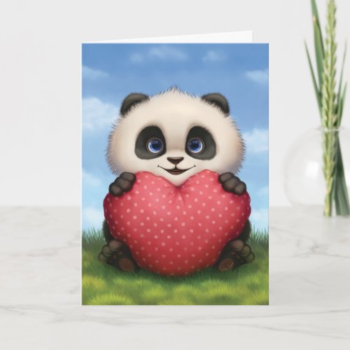 Valentine Panda Holiday Card