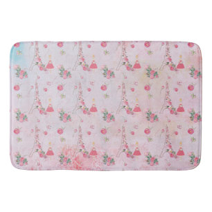 Valentine-Paris-Girl-Eiffeltower in pink -Pattern Bathroom Mat