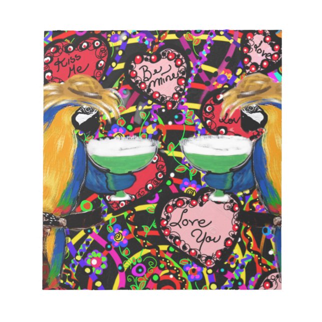 Valentine Parrots Notepad (Front)