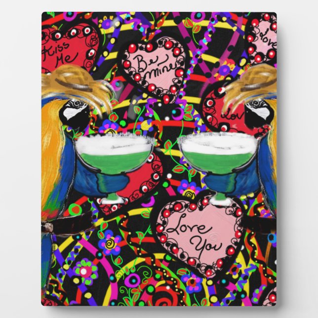 Valentine Parrots Plaque (Front)