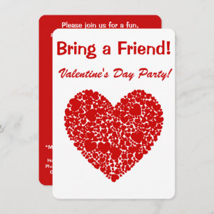 Valentine Party-Bring a Friend!-Lacey Red Heart Invitation