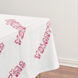 Valentine Party Cute Hearts Typography Pink Tablecloth