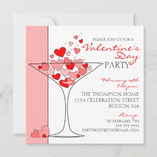 Valentine Party Heart Love Cocktail Invitation