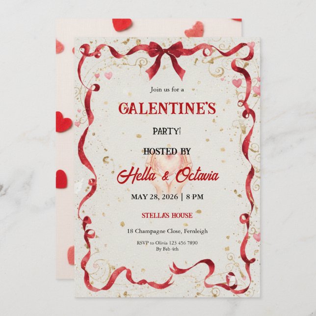 Valentine Party Invitation Printable (Front/Back)