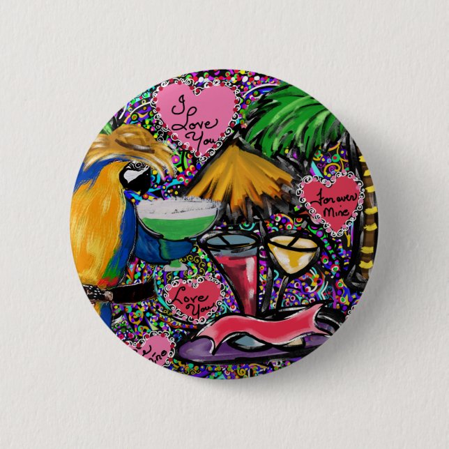 Valentine Party Parrot Button (Front)