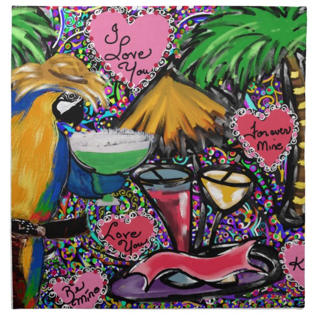 Valentine Party Parrot Napkin (Front)
