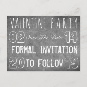 Valentine Party Save The Date Chalkboard Look Announcement Postcard