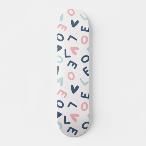 Valentine Pastel Pink Blue Letter Love Skateboard