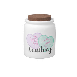 Valentine Pastel Watercolor Candy Heart Jar