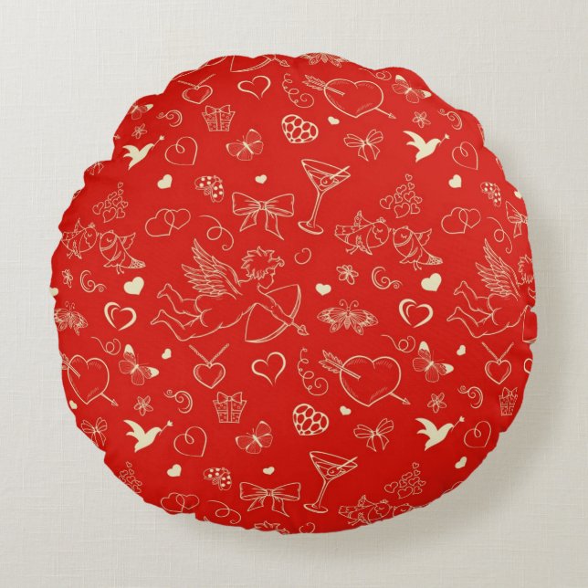 Valentine Pattern 2 Round Pillow (Front)
