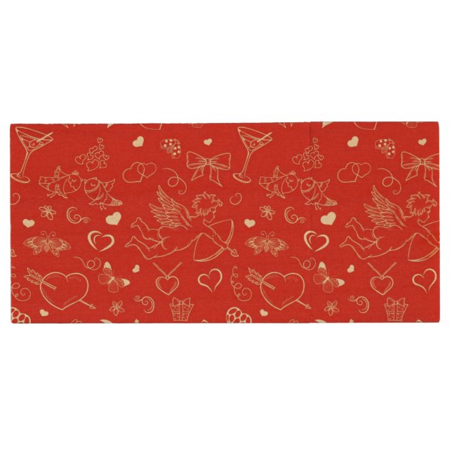 Valentine Pattern 2 Wood Flash Drive (Front)